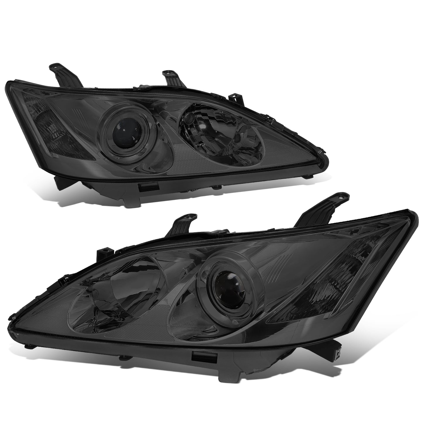 FAROS 07-09 LEXUS ES350 - FITS MODELS W/ FACTORY HALOGEN HEADLIGHTS ONLY - OEM STYLE - H7 LOW BEAM / 9005 HIGH BEAM / 7440A SIGNAL / 168 MARKER - CHROME HOUSING / SMOKED LENS / CLEAR CORNER