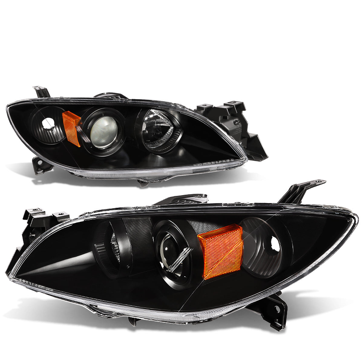 FAROS 04-09 MAZDA 3 SEDAN 4-DOOR - H7 LOW BEAM / 9005 HIGH BEAM - BLACK HOUSING / AMBER CORNER