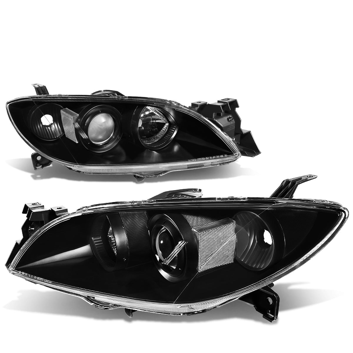 FAROS 04-09 MAZDA 3 SEDAN 4-DOOR - H7 LOW BEAM / 9005 HIGH BEAM - BLACK HOUSING / CLEAR CORNER