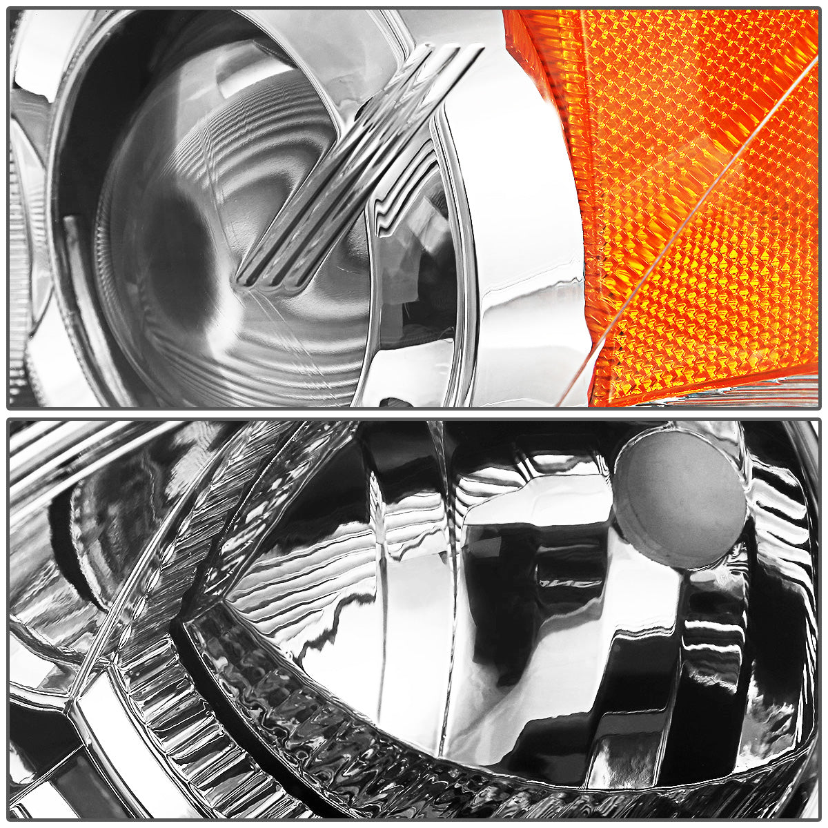 FAROS 04-09 MAZDA 3 SEDAN 4-DOOR - H7 LOW BEAM / 9005 HIGH BEAM - CHROME HOUSING / AMBER CORNER