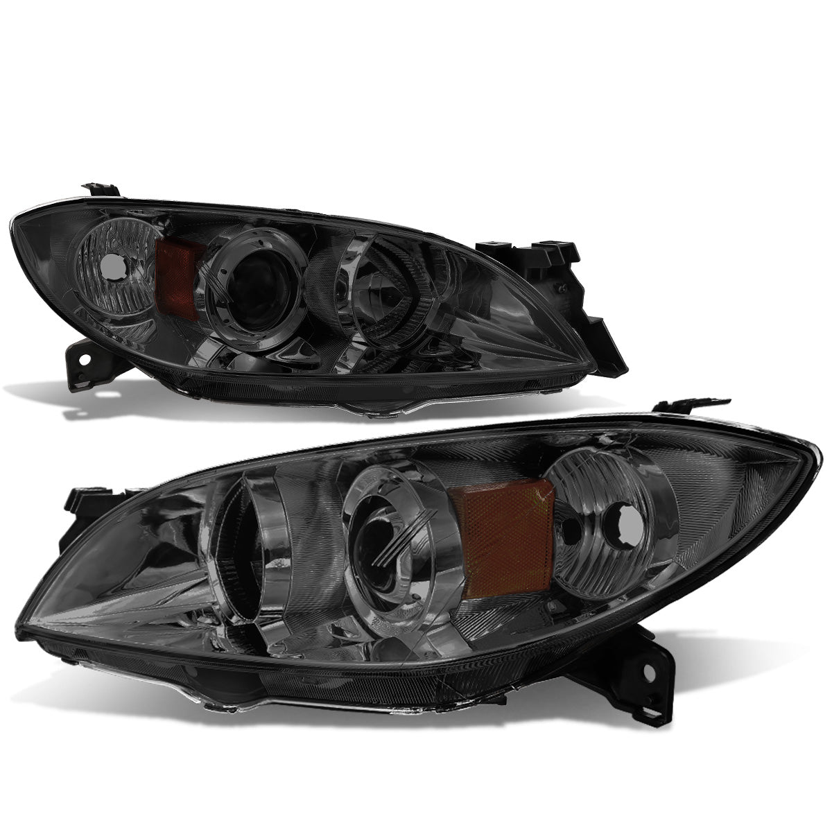 FAROS 04-09 MAZDA 3 SEDAN 4-DOOR - H7 LOW BEAM / 9005 HIGH BEAM - SMOKE HOUSING / AMBER CORNER