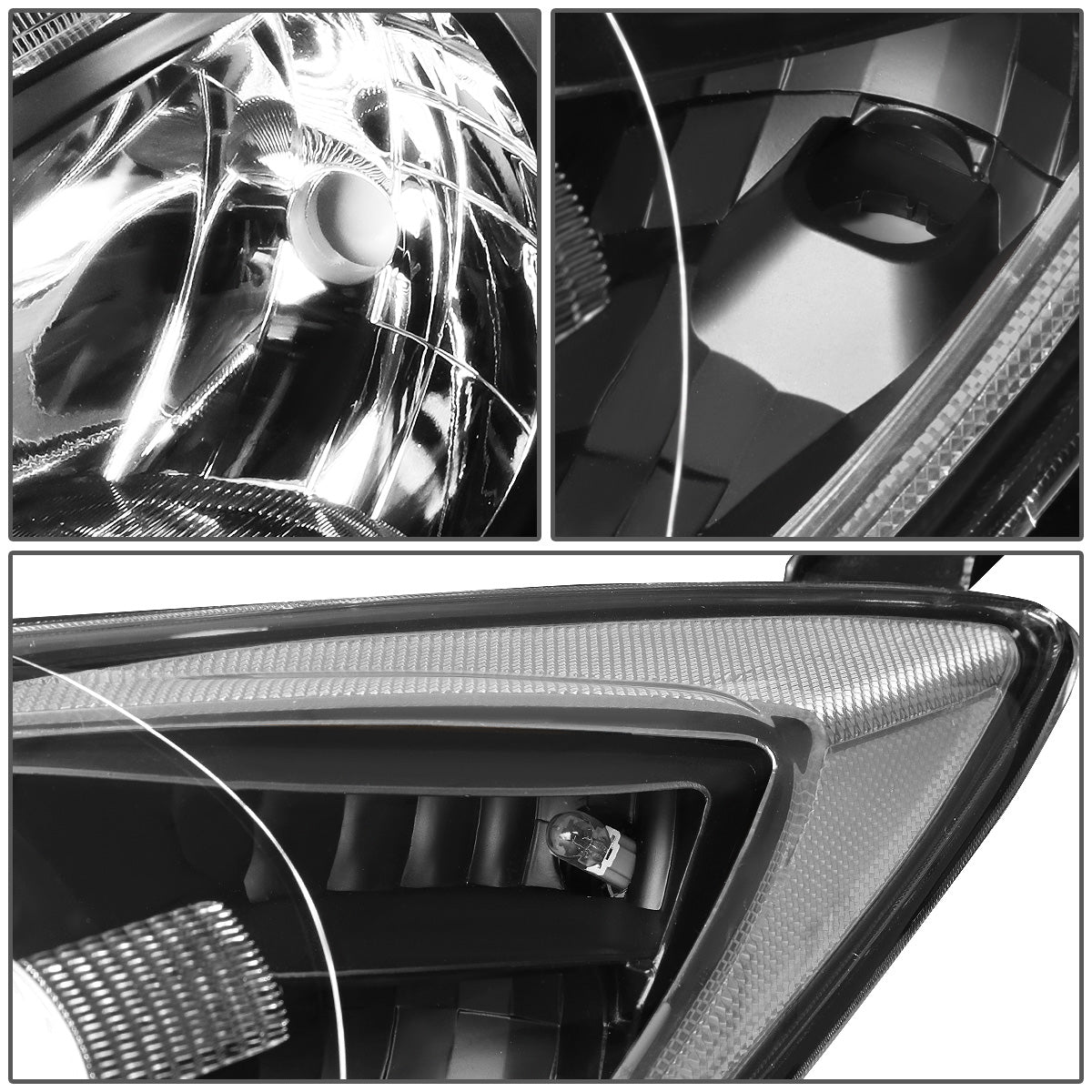 FAROS 10-13 MAZDA 3 4-DOOR - ONLY FITS MODELS WITH HALOGEN HEADLIGHTS - PROJECTOR - H11 LOW BEAM / 9005 HIGH BEAM - BLACK HOUSING / CLEAR CORNER