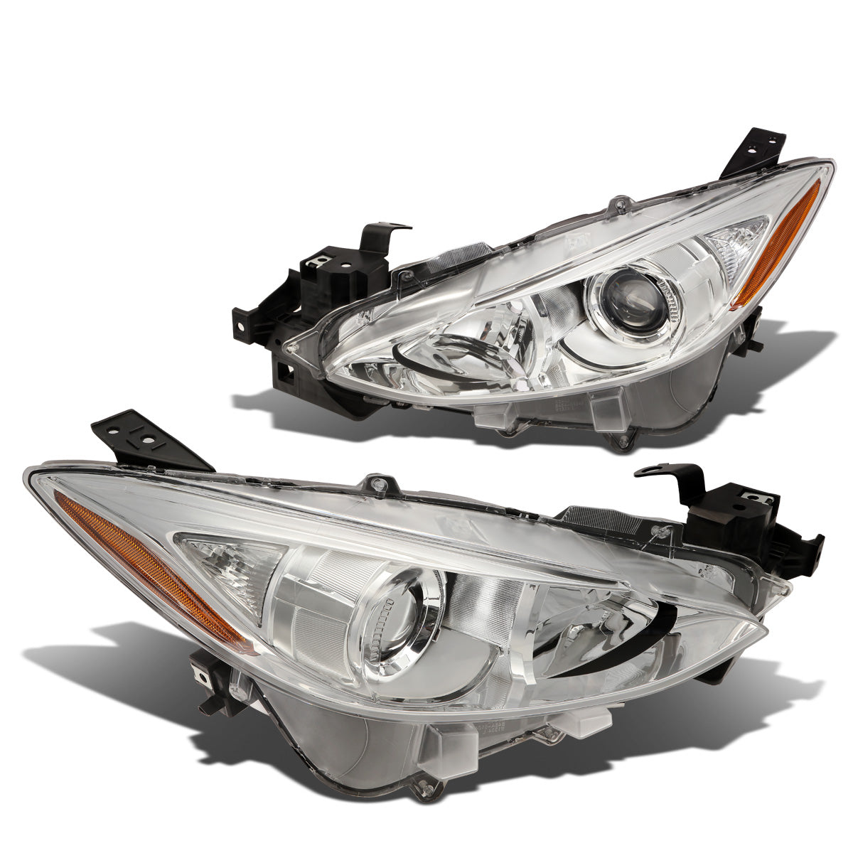 FAROS 14-16 MAZDA 3 4-DOOR - PROJECTOR - H11 LOW BEAM / 9005 HIGH BEAM - CHROME HOUSING / AMBER CORNER