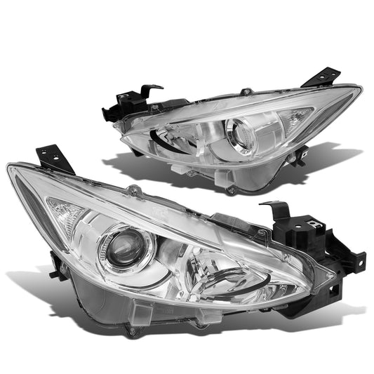 FAROS 14-16 MAZDA 3 4-DOOR - PROJECTOR - H11 LOW BEAM / 9005 HIGH BEAM - CHROME HOUSING / CLEAR CORNER