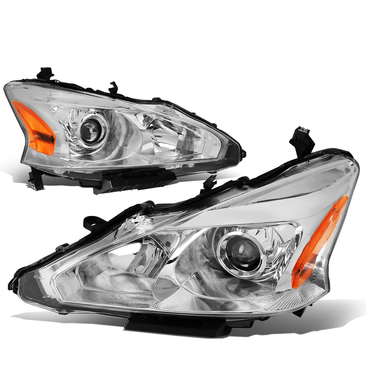 FAROS 13-15 NISSAN ALTIMA - H11 LOW BEAM / H9 HIGH BEAM - CHROME HOUSING / AMBER CORNER