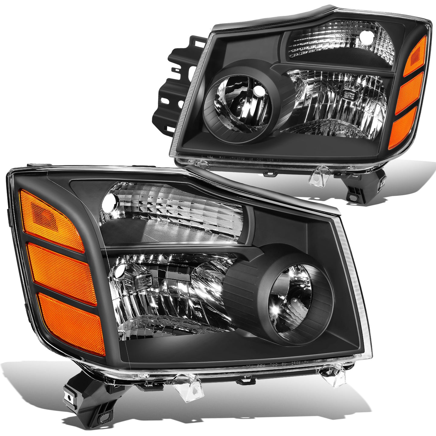 FAROS 04-15 NISSAN TITAN / 04-07 NISSAN ARMADA - 9005 HIGH BEAM / 9006 LOW BEAM / 3157A SIGNAL / 194 SIDE MARKER - BLACK HOUSING / AMBER CORNER