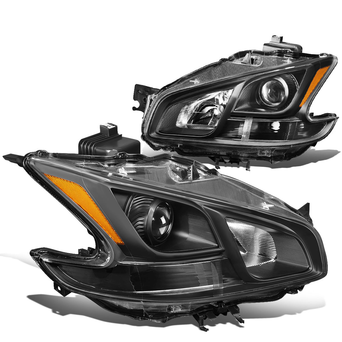 FAROS 09-14 NISSAN MAXIMA W/ HALOGEN HEADLIGHTS - PROJECTOR - 9005 HIGH BEAM / H11 LOW BEAM - BLACK HOUSING / AMBER CORNER