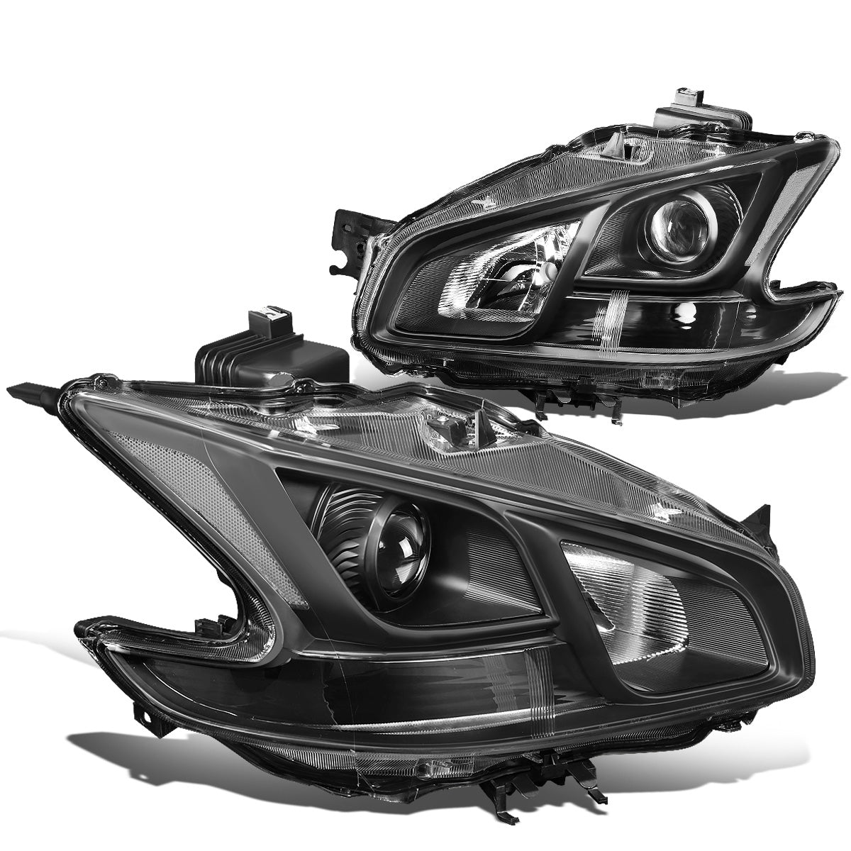 FAROS 09-14 NISSAN MAXIMA W/ HALOGEN HEADLIGHTS - PROJECTOR - 9005 HIGH BEAM / H11 LOW BEAM - BLACK HOUSING / CLEAR CORNER