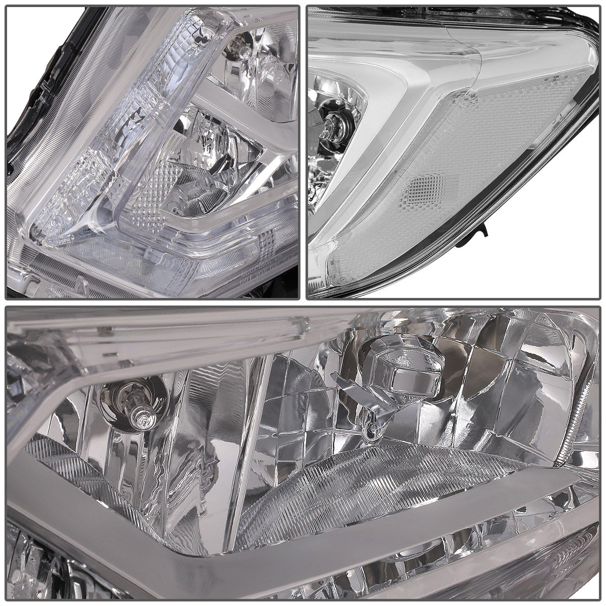 FAROS 14-16 NISSAN ROGUE - ONLY FITS MODELS W/ HALOGEN HEADLIGHTS - H11 LOW BEAM / H9 HIGH BEAM - CHROME HOUSING / CLEAR CORNER