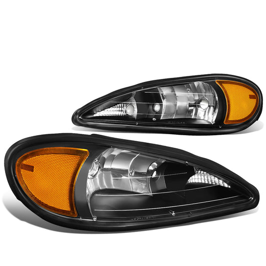 FAROS 99-05 PONTIAC GRAND AM - 9007 HIGH BEAM / LOW BEAM - BLACK HOUSING / AMBER CORNER