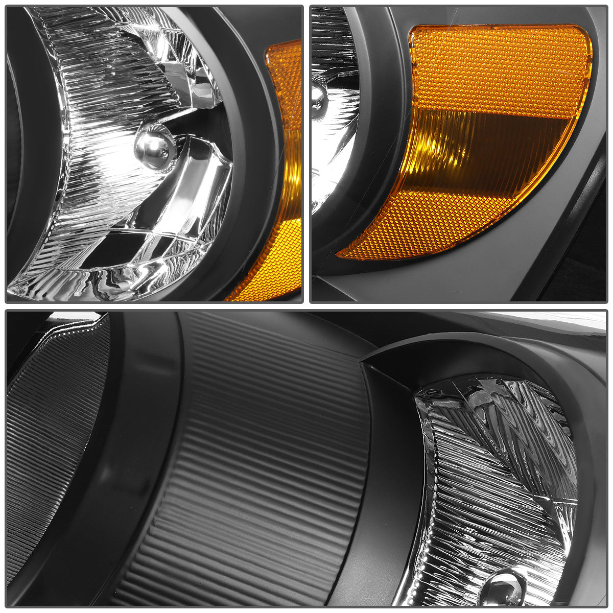 FAROS 06-08 DODGE RAM 1500 / 06-09 DODGE RAM 2500, 3500 - FITS MODELS W/ HALOGEN HEADLAMPS ONLY - H13 LOW BEAM / HIGH BEAM - BLACK HOUSING / AMBER CORNER