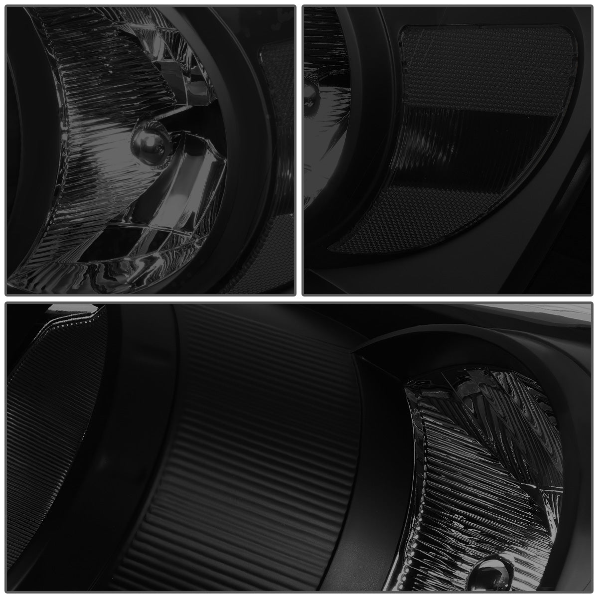 FAROS 06-08 DODGE RAM 1500 / 06-09 DODGE RAM 2500 , 3500 - FITS MODELS W/ HALOGEN HEADLAMPS ONLY - H13 LOW BEAM / HIGH BEAM - BLACK HOUSING / SMOKE LENS / CLEAR CORNER