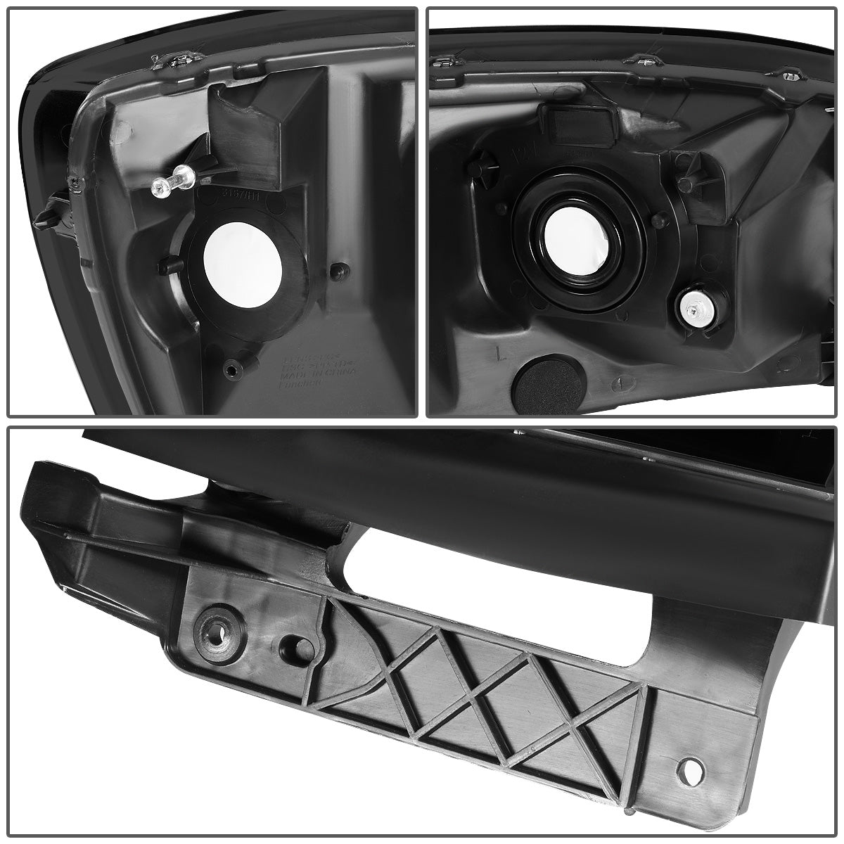 FAROS 06-08 DODGE RAM 1500 / 06-09 DODGE RAM 2500 , 3500 - FITS MODELS W/ HALOGEN HEADLAMPS ONLY - H13 LOW BEAM / HIGH BEAM - BLACK HOUSING / SMOKE LENS / CLEAR CORNER