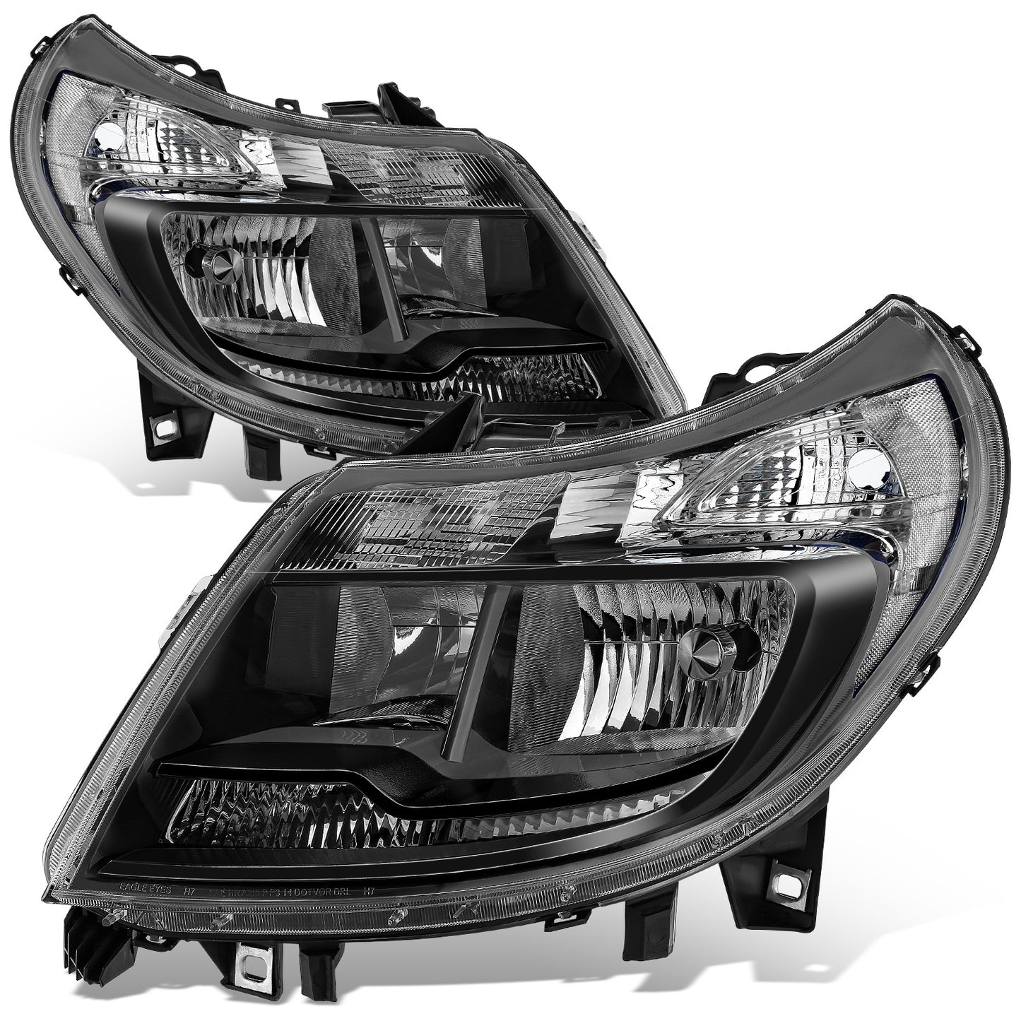 FAROS RAM PROMASTER 1500 2014-2022 / RAM PROMASTER 2500 2014-2022 / RAM PROMASTER 3500 2014-2022 - WITHOUT DAYTIME RUNNING LAMPS - OE STYLE - H7 LOW & HIGH BEAM / 2827 SIDE MARKER / 7443 TURN SIGNAL - BLACK HOUSING / CLEAR CORNER