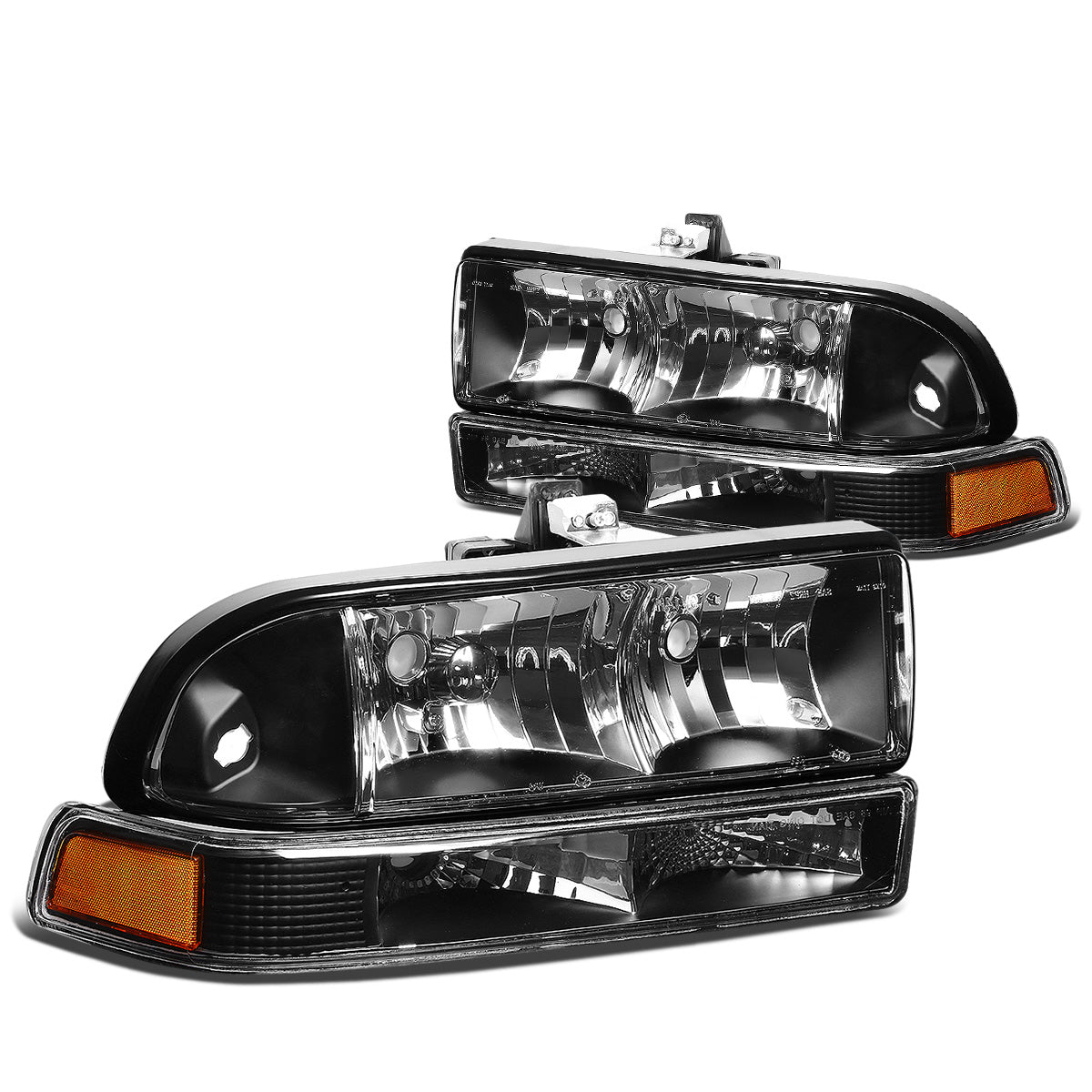 FAROS 98-04 CHEVY S10 / BLAZER - 4PC - 9006 LOW BEAM / 9005 HIGH BEAM - BLACK HOUSING / AMBER CORNER