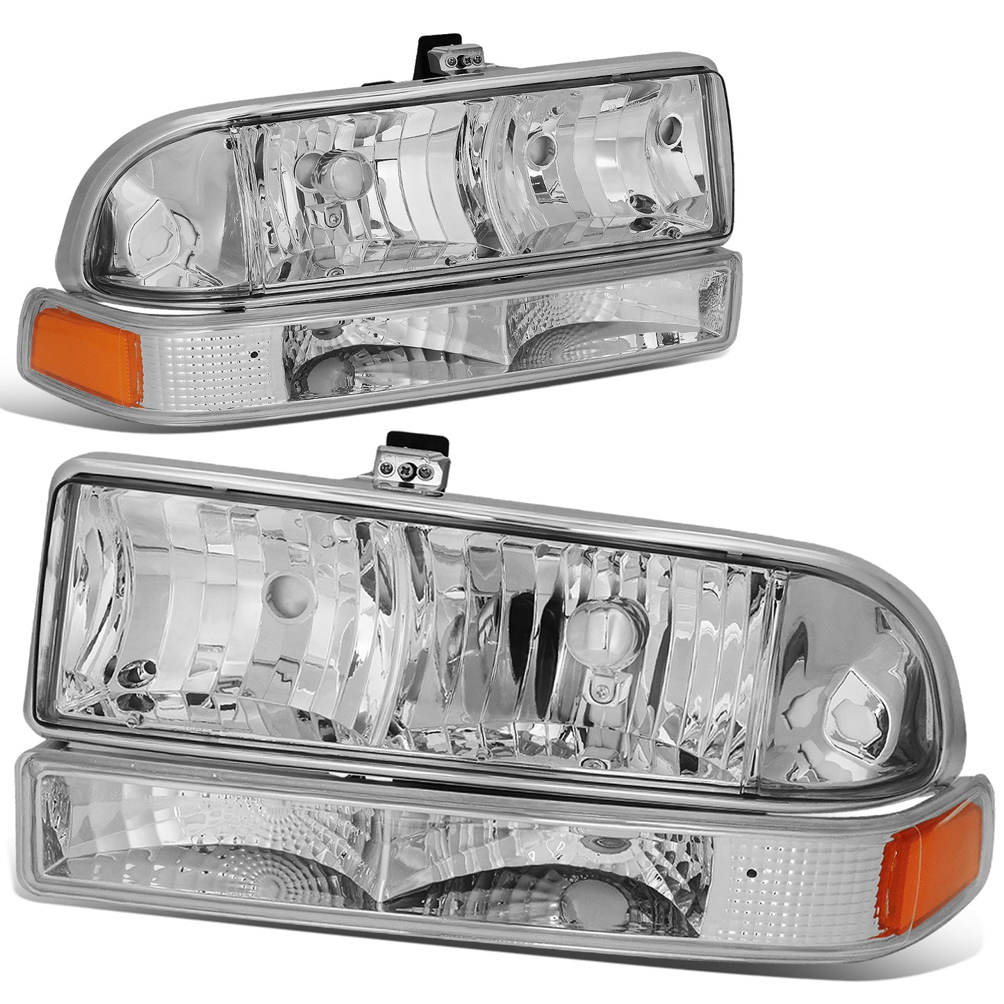FAROS 98-04 CHEVY S10 / BLAZER - 4PC - 9006 LOW BEAM / 9005 HIGH BEAM - CHROME HOUSING / AMBER CORNER