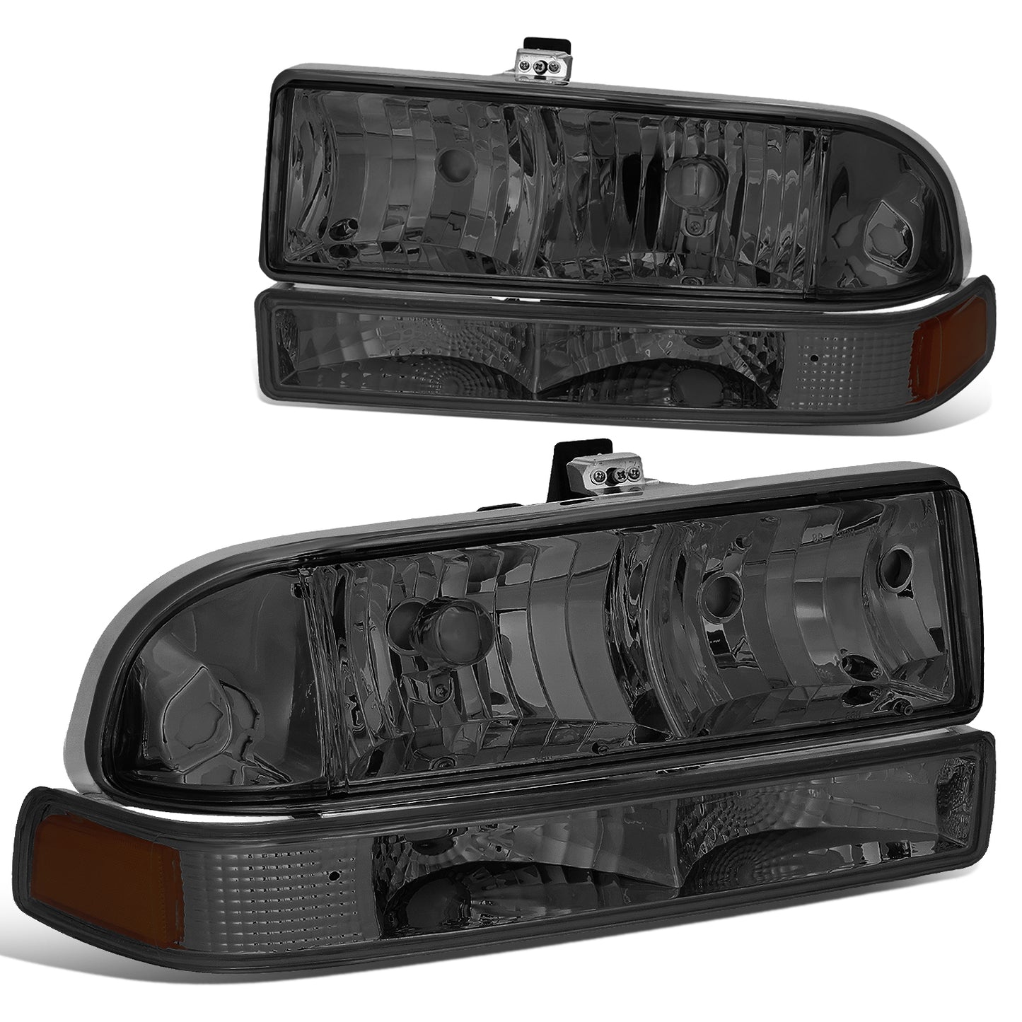 FAROS 98-04 CHEVY S10 / BLAZER - 4PC - 9006 LOW BEAM / 9005 HIGH BEAM - SMOKE HOUSING / AMBER CORNER