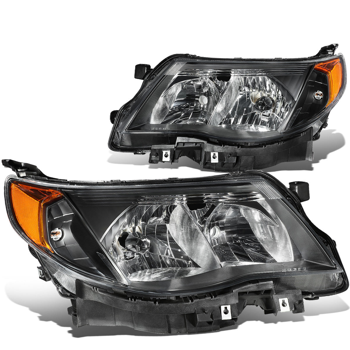 FAROS 09-13 SUBARU FORESTER - FITS MODELS W/ HALOGEN HEADLIGHTS ONLY - 9006 LOW BEAM / 9005 HIGH BEAM - BLACK HOUSING / AMBER CORNER