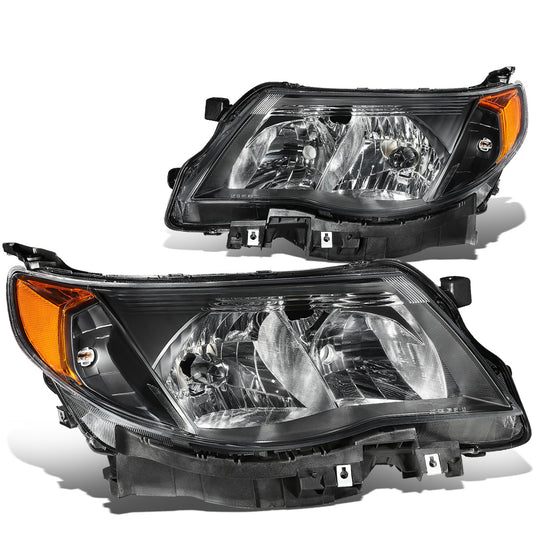 FAROS 09-13 SUBARU FORESTER - FITS MODELS W/ HALOGEN HEADLIGHTS ONLY - 9006 LOW BEAM / 9005 HIGH BEAM - BLACK HOUSING / AMBER CORNER