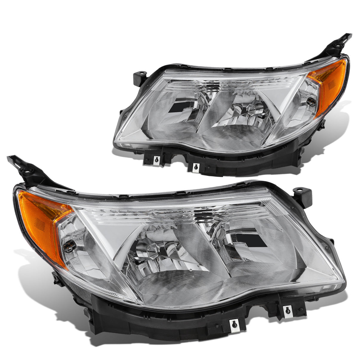 FAROS 09-13 SUBARU FORESTER - FITS MODELS W/ HALOGEN HEADLIGHTS ONLY - 9006 LOW BEAM / 9005 HIGH BEAM - CHROME HOUSING / AMBER CORNER