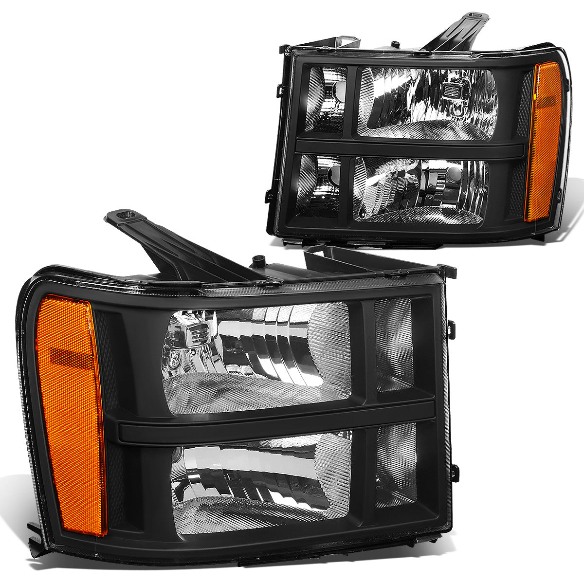 FAROS 07-13 GMC SIERRA 1500 / 07-14 GMC SIERRA 2500, 3500 - DOES NOT FIT 2007 CLASSIC OLD BODY STYLES - BLACK HOUSING / AMBER CORNER
