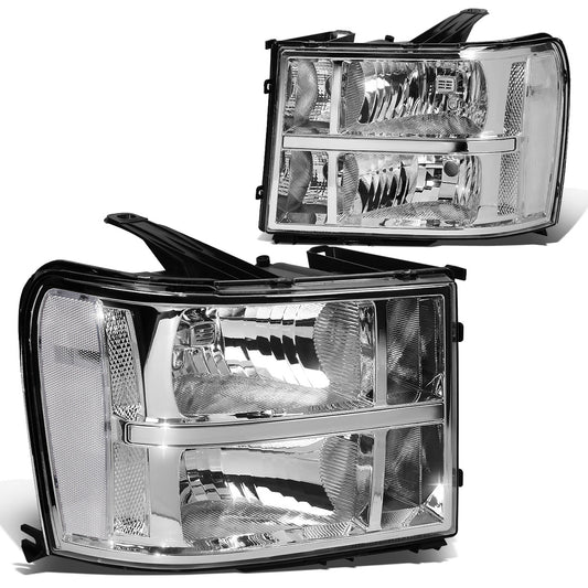 FAROS 07-13 GMC SIERRA 1500 / 07-14 GMC SIERRA 2500 / 07-14 GMC SIERRA 3500 - DOES NOT FIT 2007 CLASSIC (OLD BODY) STYLES - OE STYLE - CHROME HOUSING / CLEAR CORNER - H11 LOW BEAM / 9005 HIGH BEAM, 4151NA SIGNAL, 194 MARKER
