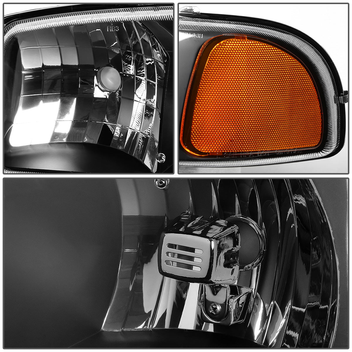 FAROS 99-07 GMC SIERRA 1500 / 99-04 2500 / 01-07 1500 HD/2500 HD/3500 HD / 99-06 YUKON / 00-06 YUKON XL 1500/2500 / 2001 SIERRA C3 - 2PC - 9005 LOW BEAM / HIGH BEAM - BLACK HOUSING / AMBER CORNER