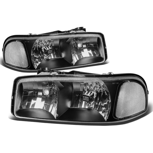 FAROS 99-07 GMC SIERRA 1500 / 99-04 2500 / 01-07 1500 HD/2500 HD/3500 HD / 99-06 YUKON / 00-06 YUKON XL 1500/2500 / 2001 SIERRA C3 - 2PC - 9005 LOW BEAM / HIGH BEAM - BLACK HOUSING / CLEAR CORNER