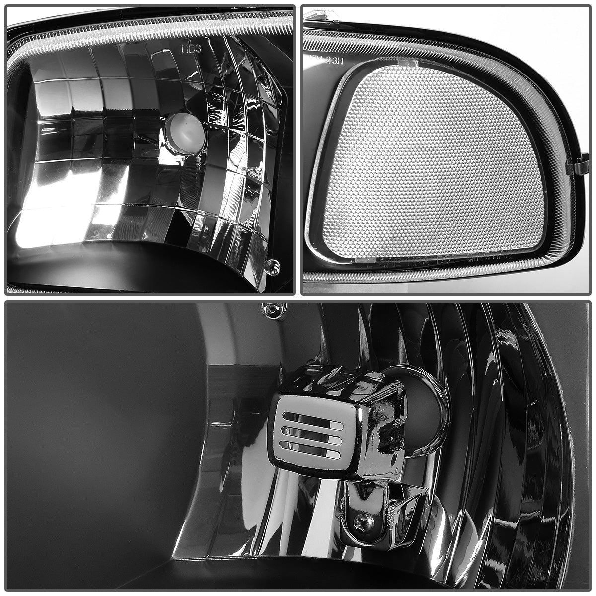 FAROS 99-07 GMC SIERRA 1500 / 99-04 2500 / 01-07 1500 HD/2500 HD/3500 HD / 99-06 YUKON / 00-06 YUKON XL 1500/2500 / 2001 SIERRA C3 - 2PC - 9005 LOW BEAM / HIGH BEAM - BLACK HOUSING / CLEAR CORNER