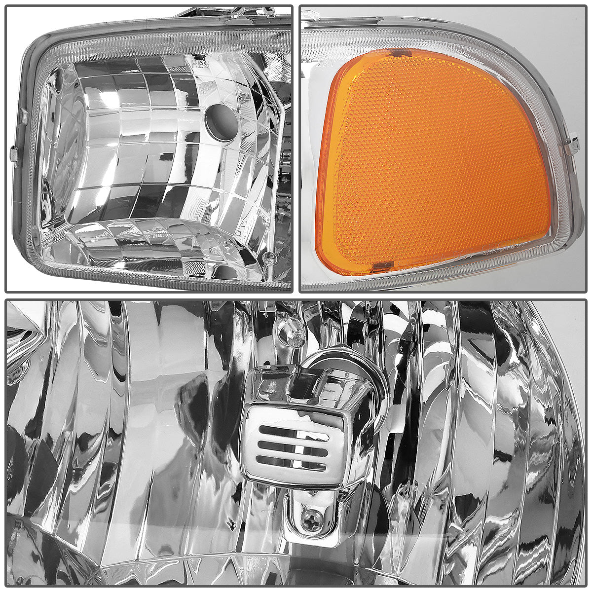 FAROS 99-07 GMC SIERRA 1500 / 99-04 2500 / 01-07 1500 HD/2500 HD/3500 HD / 99-06 YUKON / 00-06 YUKON XL 1500/2500 / 2001 SIERRA C3 - 2PC - 9005 LOW BEAM / HIGH BEAM - CHROME HOUSING / AMBER CORNER