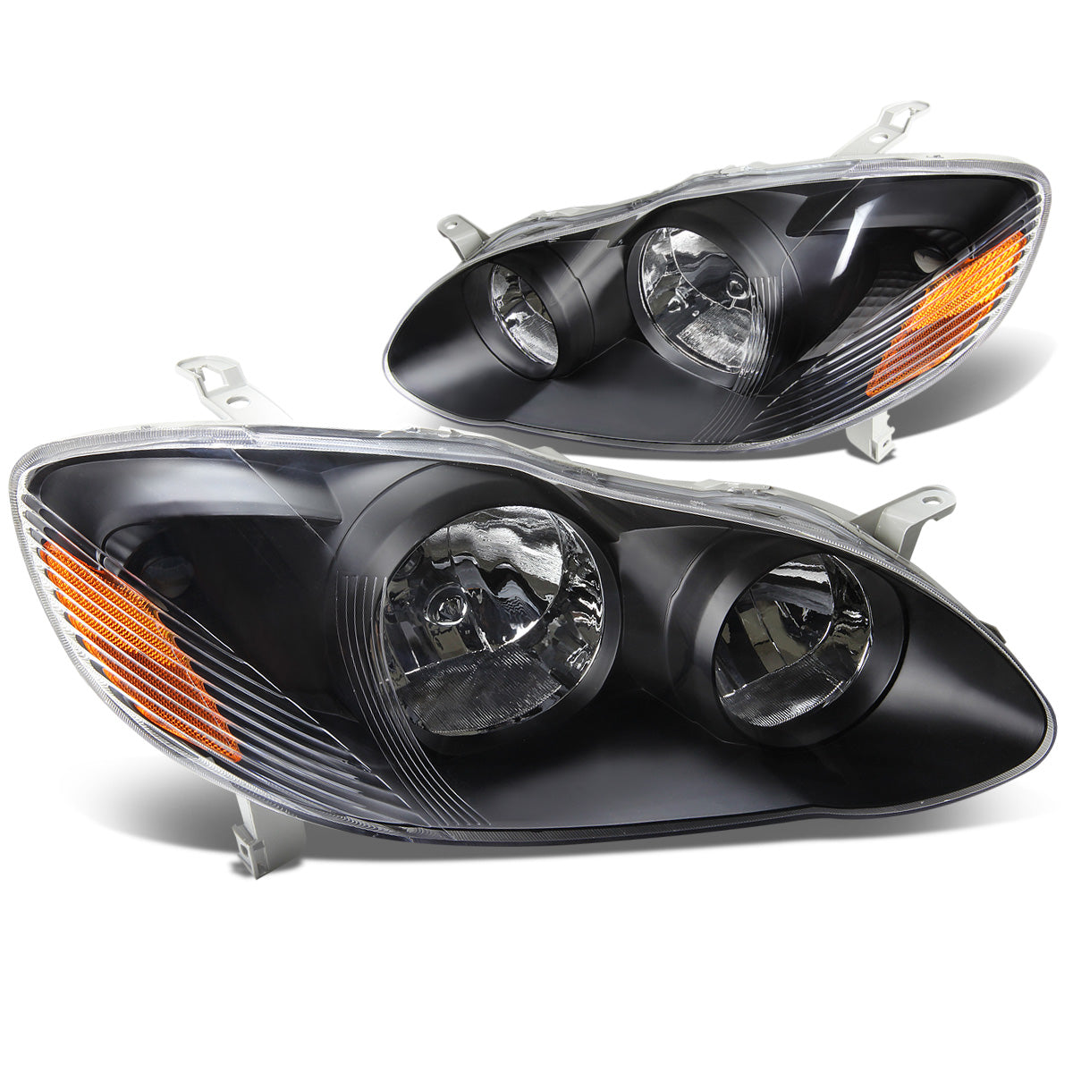 FAROS 03-08 TOYOTA COROLLA - 9006 LOW BEAM / 9005 HIGH BEAM / 3157A TURN SIGNAL - BLACK HOUSING / AMBER CORNER