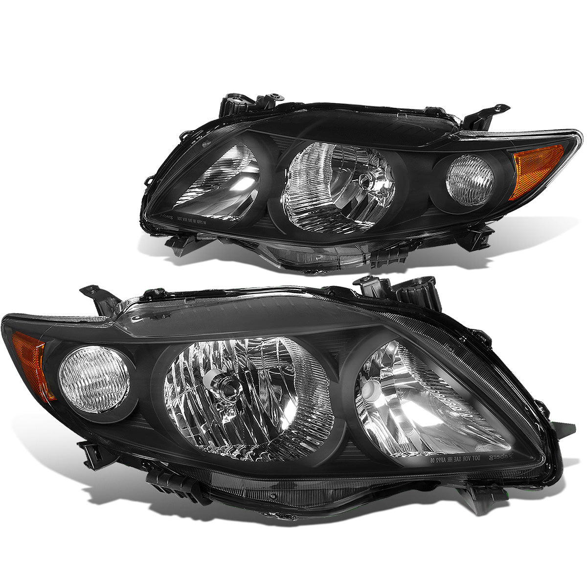 FAROS 09-10 TOYOTA COROLLA - 9006 LOW BEAM / 9005 HIGH BEAM / 3457A TURN SIGNAL - BLACK HOUSING / AMBER CORNER