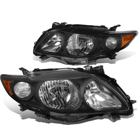 FAROS 09-10 TOYOTA COROLLA - 9006 LOW BEAM / 9005 HIGH BEAM / 3457A TURN SIGNAL - BLACK HOUSING / AMBER CORNER