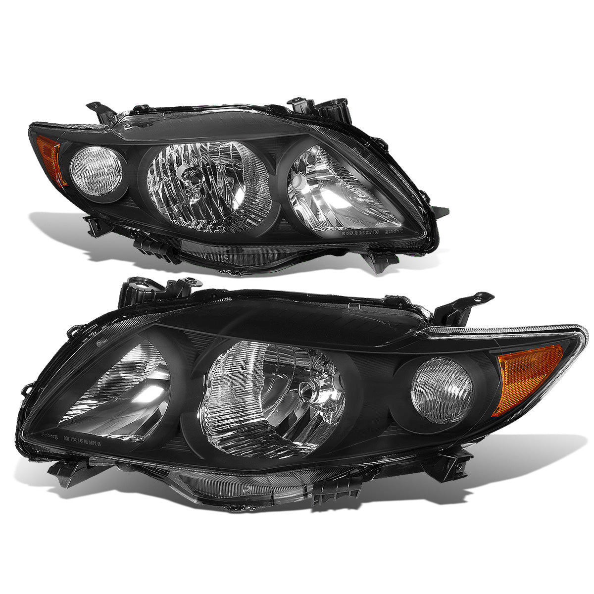 FAROS 09-10 TOYOTA COROLLA - 9006 LOW BEAM / 9005 HIGH BEAM / 3457A TURN SIGNAL - BLACK HOUSING / AMBER CORNER