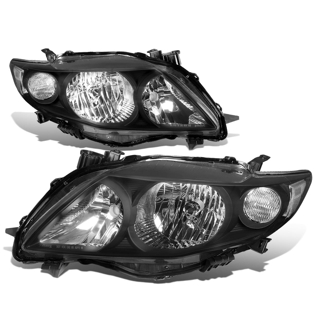 FAROS 09-10 TOYOTA COROLLA - 9006 LOW BEAM / 9005 HIGH BEAM / 3457A TURN SIGNAL - BLACK HOUSING / CLEAR CORNER