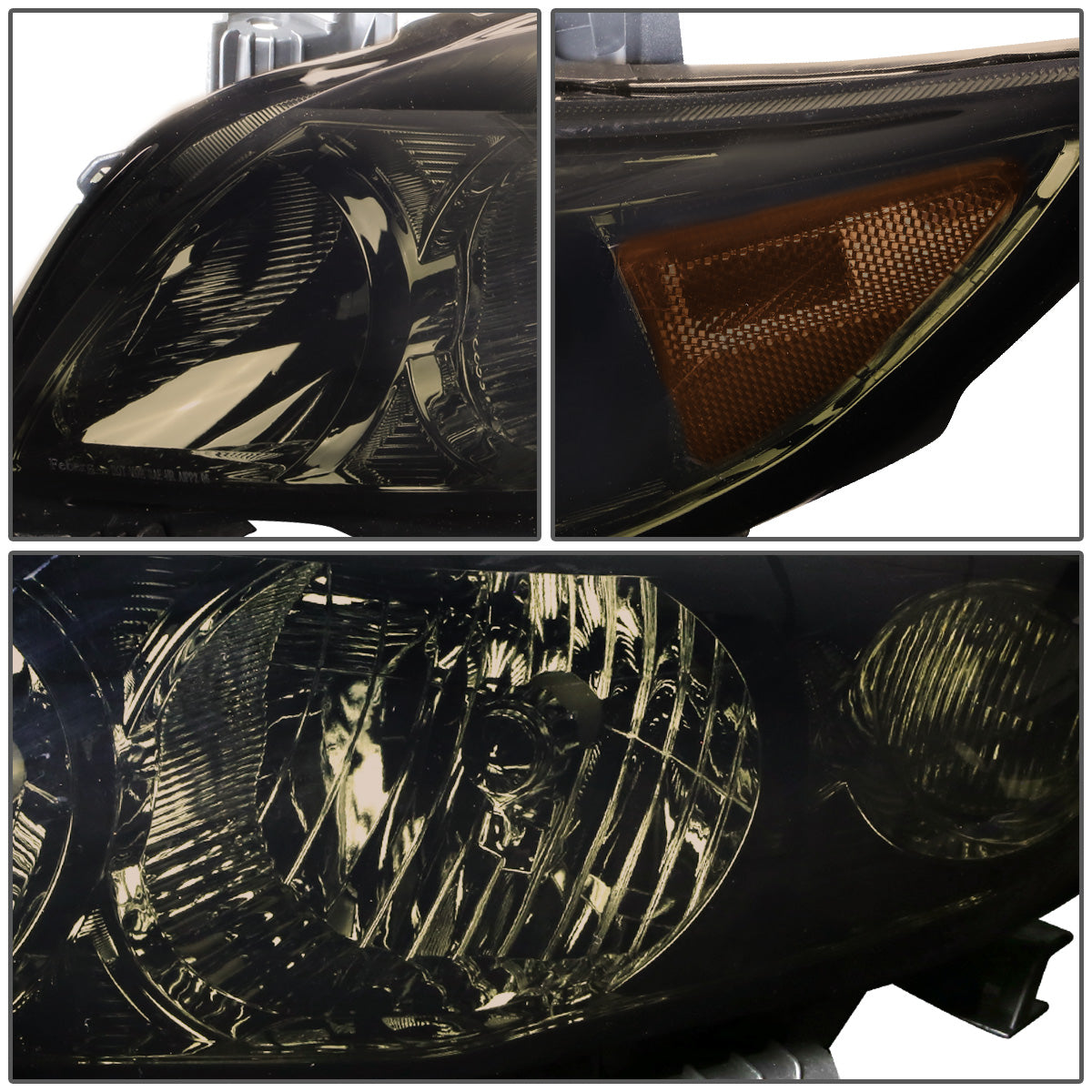 FAROS 09-10 TOYOTA COROLLA - 9006 LOW BEAM / 9005 HIGH BEAM / 3457A TURN SIGNAL - SMOKE HOUSING / AMBER CORNER