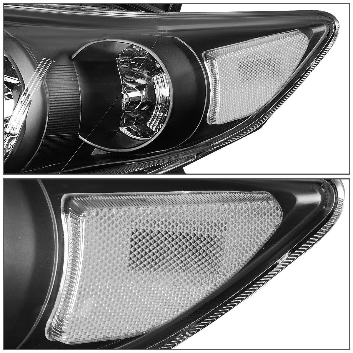 FAROS 11-13 TOYOTA COROLLA - 9006 LOW BEAM / 9005 HIGH BEAM / 3457A TURN SIGNAL - BLACK HOUSING / CLEAR CORNER