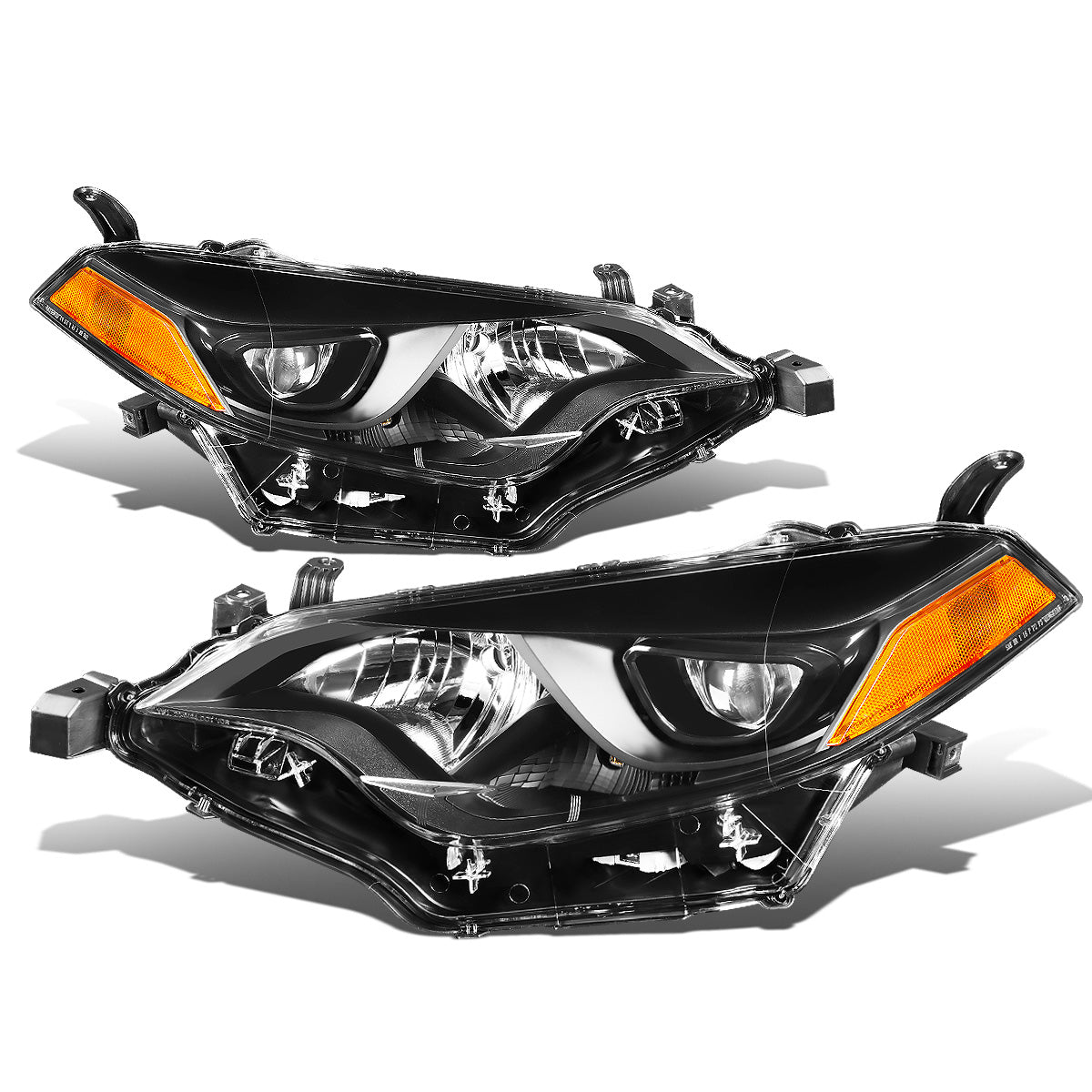 FAROS 14-16 TOYOTA COROLLA SEDAN - PROJECTOR - LED LOW BEAM / 9005 HIGH BEAM - 7444NA TURN SIGNAL - BLACK HOUSING / AMBER CORNER