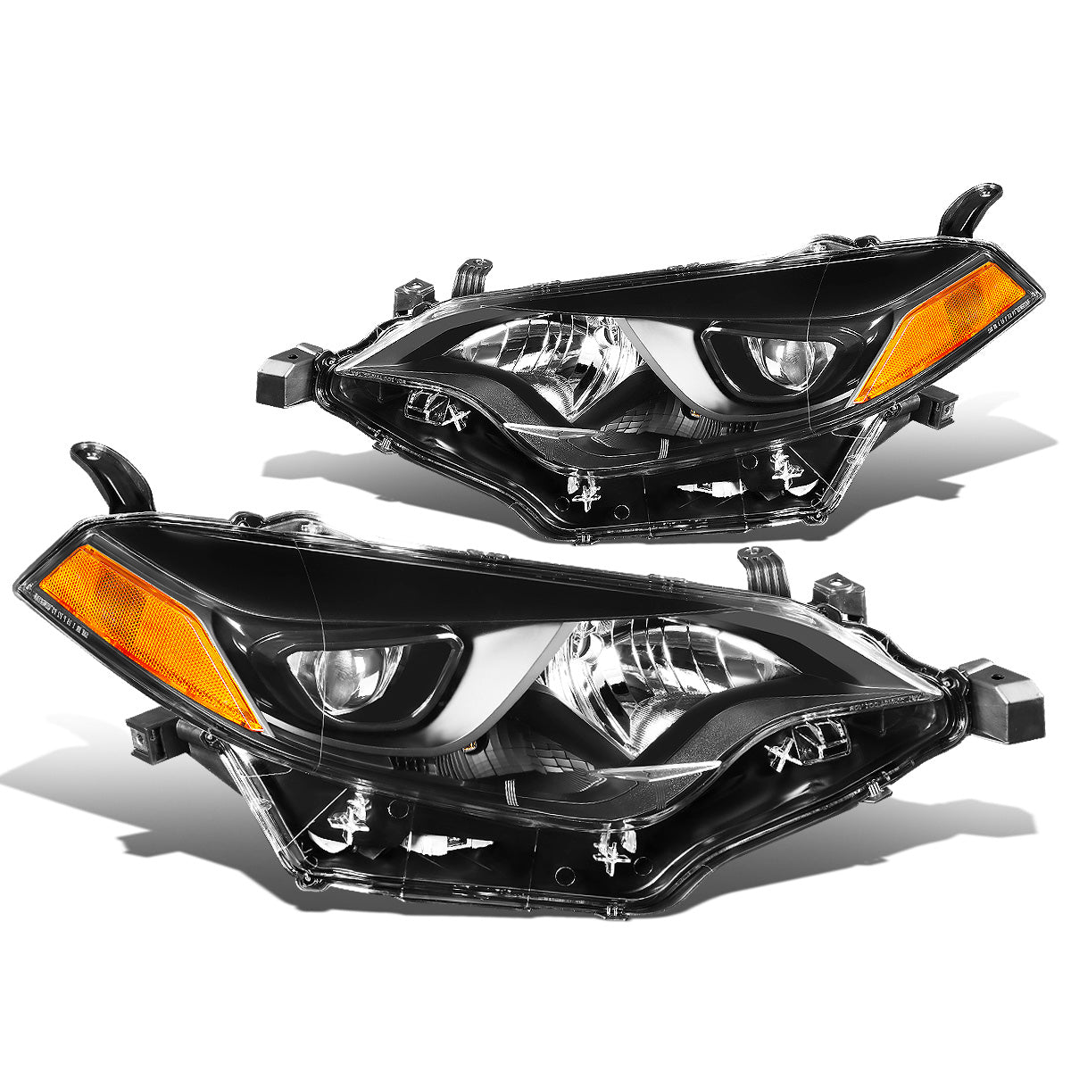 FAROS 14-16 TOYOTA COROLLA SEDAN - PROJECTOR - LED LOW BEAM / 9005 HIGH BEAM - 7444NA TURN SIGNAL - BLACK HOUSING / AMBER CORNER