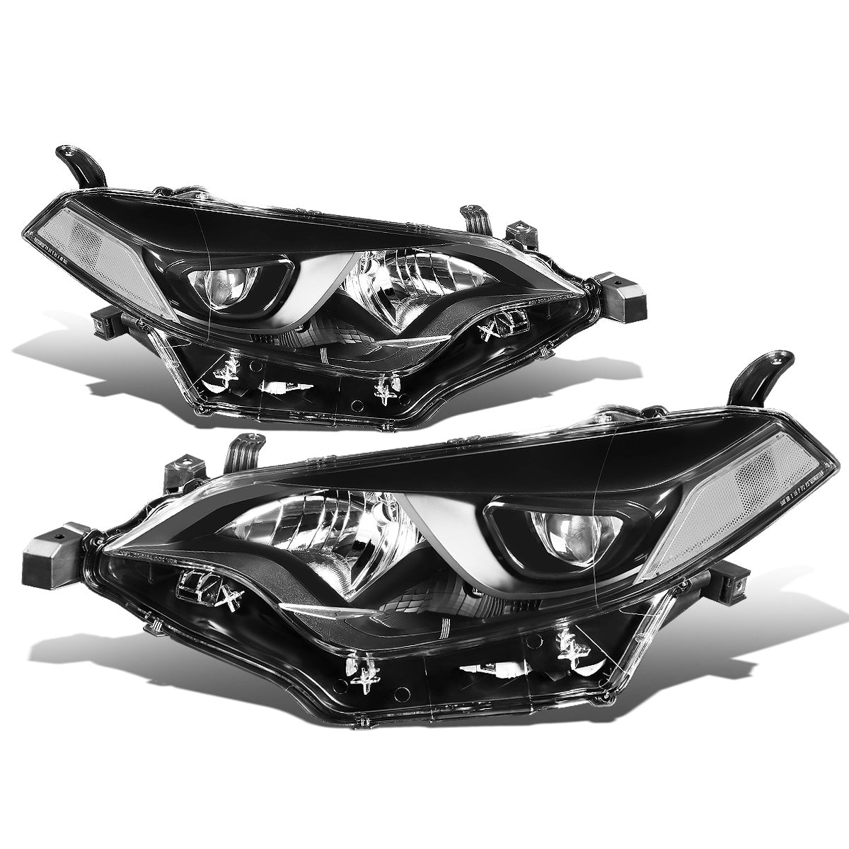 FAROS 14-16 TOYOTA COROLLA SEDAN - PROJECTOR - LED LOW BEAM / 9005 HIGH BEAM - 7444NA TURN SIGNAL - BLACK HOUSING / CLEAR CORNER