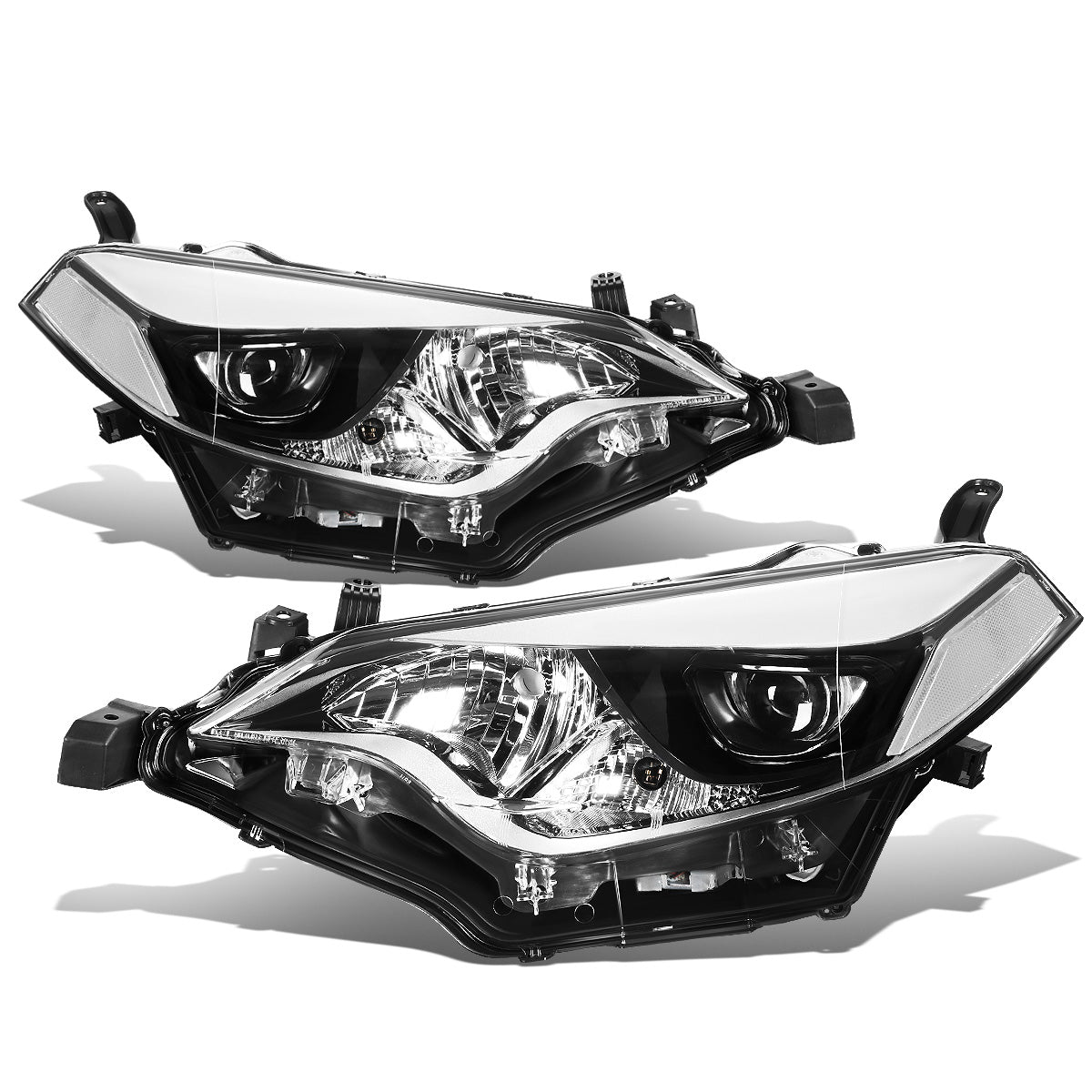 FAROS 14-16 TOYOTA COROLLA SEDAN - PROJECTOR - LED LOW BEAM / 9005 HIGH BEAM - 7444NA TURN SIGNAL - CHROME HOUSING / CLEAR CORNER