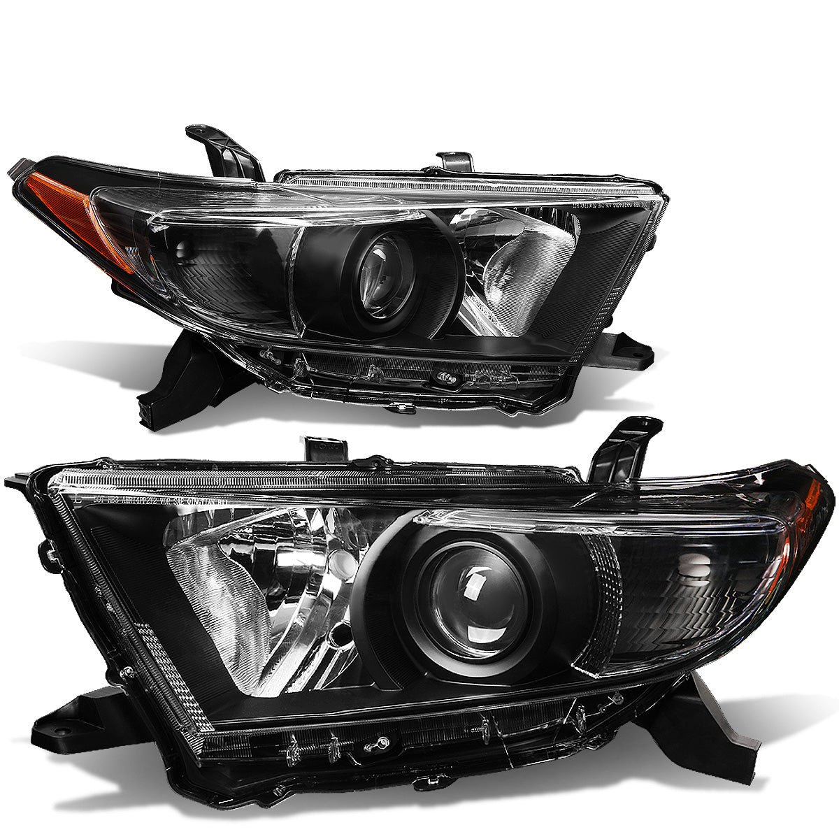 FAROS 11-13 TOYOTA HIGHLANDER - PROJECTOR - 9005 LOW BEAM / H11 HIGH BEAM / 3457A TURN SIGNAL - BLACK HOUSING / AMBER CORNER
