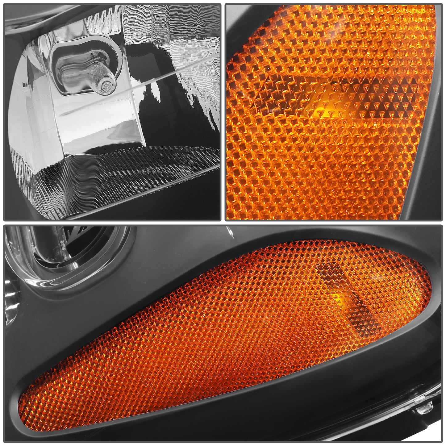 FAROS 02-09 CHEVY TRAILBLAZER / 02-05 TRAILBLAZER EXT - 9006 LOW BEAM / 9005 HIGH BEAM / 3757A TURN SIGNAL - BLACK HOUSING / AMBER CORNER