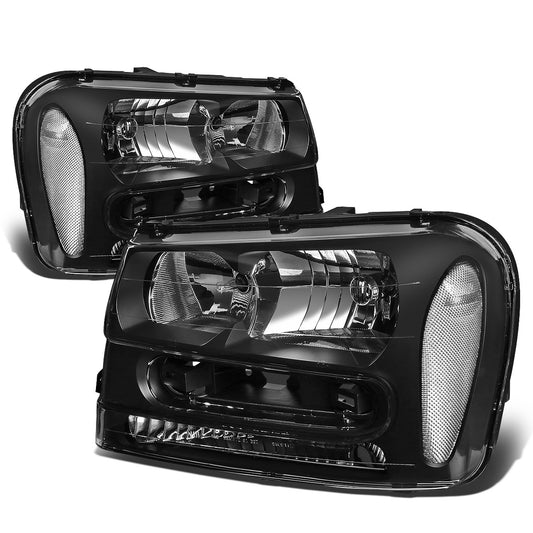 FAROS 02-09 CHEVY TRAILBLAZER / 02-05 TRAILBLAZER EXT - 9006 LOW BEAM / 9005 HIGH BEAM / 3757A TURN SIGNAL - BLACK HOUSING / CLEAR CORNER