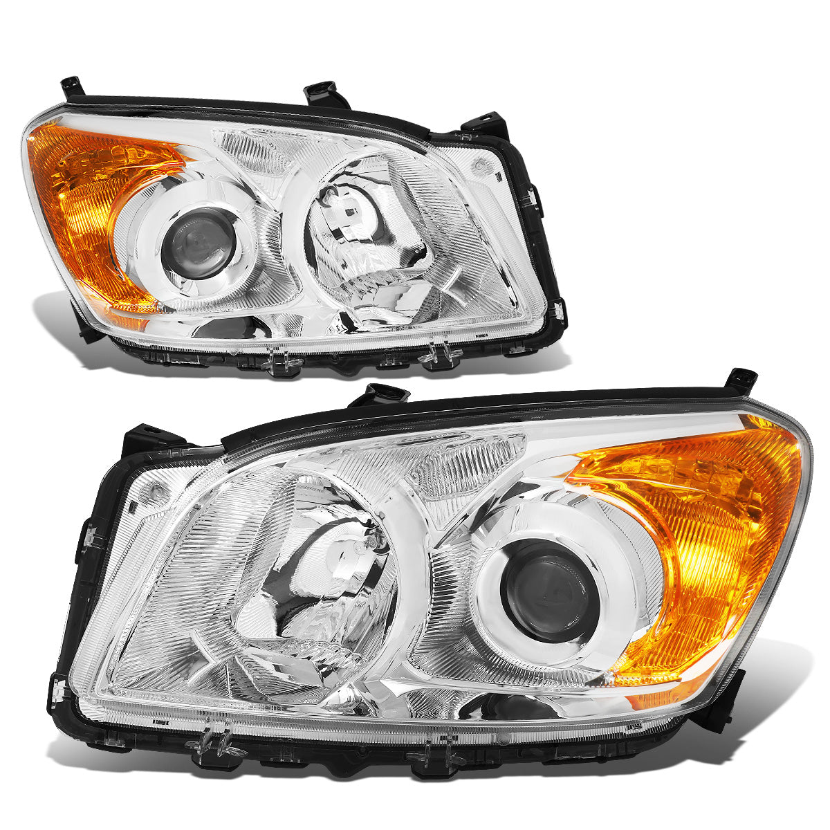 FAROS 09-12 TOYOTA RAV4 - PROJECTOR - H11 LOW BEAM / 9005 HIGH BEAM / 7443A TURN SIGNAL - CHROME HOUSING / AMBER CORNER