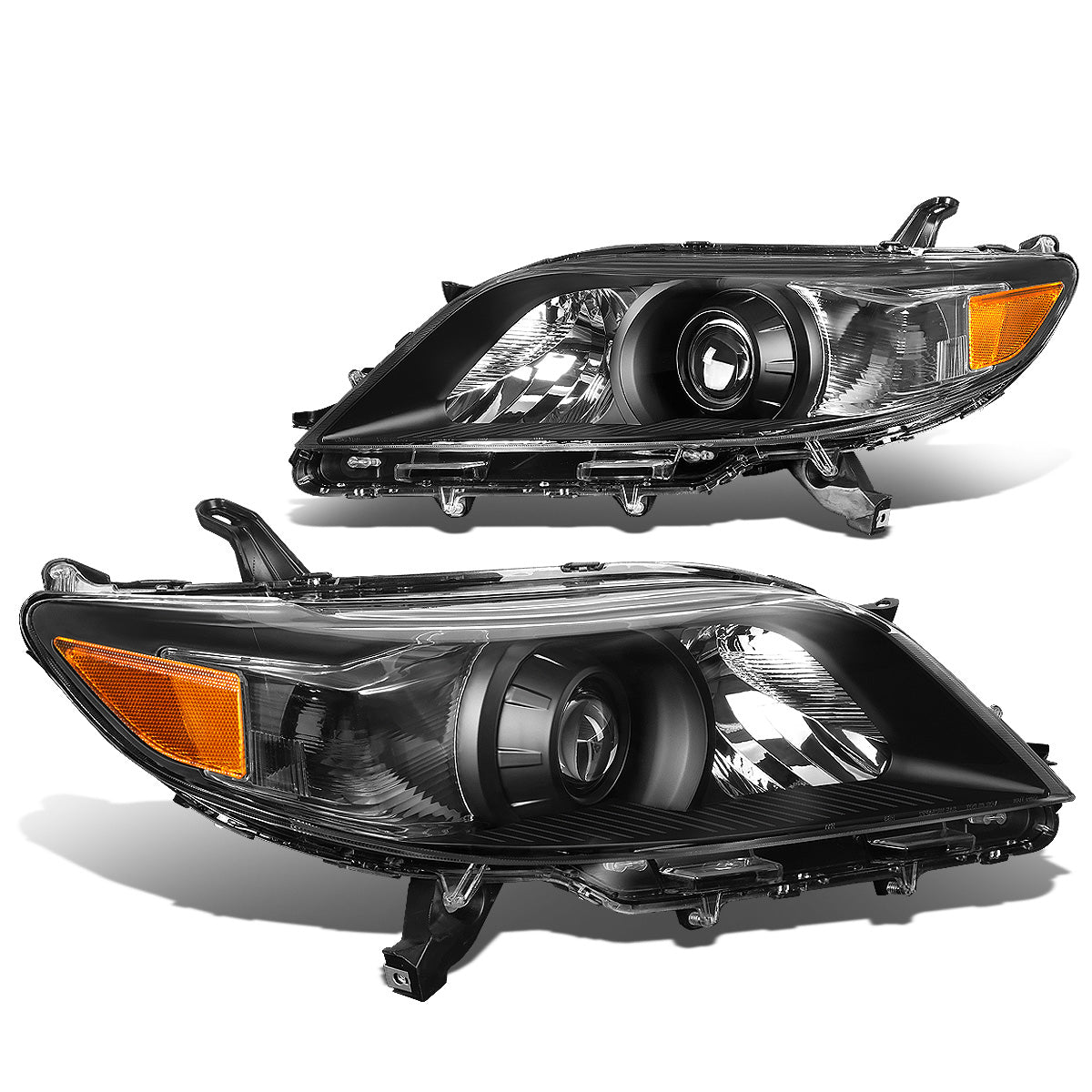 FAROS 11-17 TOYOTA SIENNA XL30 - FITS MODELS W/ HALOGEN HEADLIGHTS ONLY - PROJECTOR - H11 LOW BEAM / 9005 HIGH BEAM / 3457A TURN SIGNAL - BLACK HOUSING / AMBER CORNER