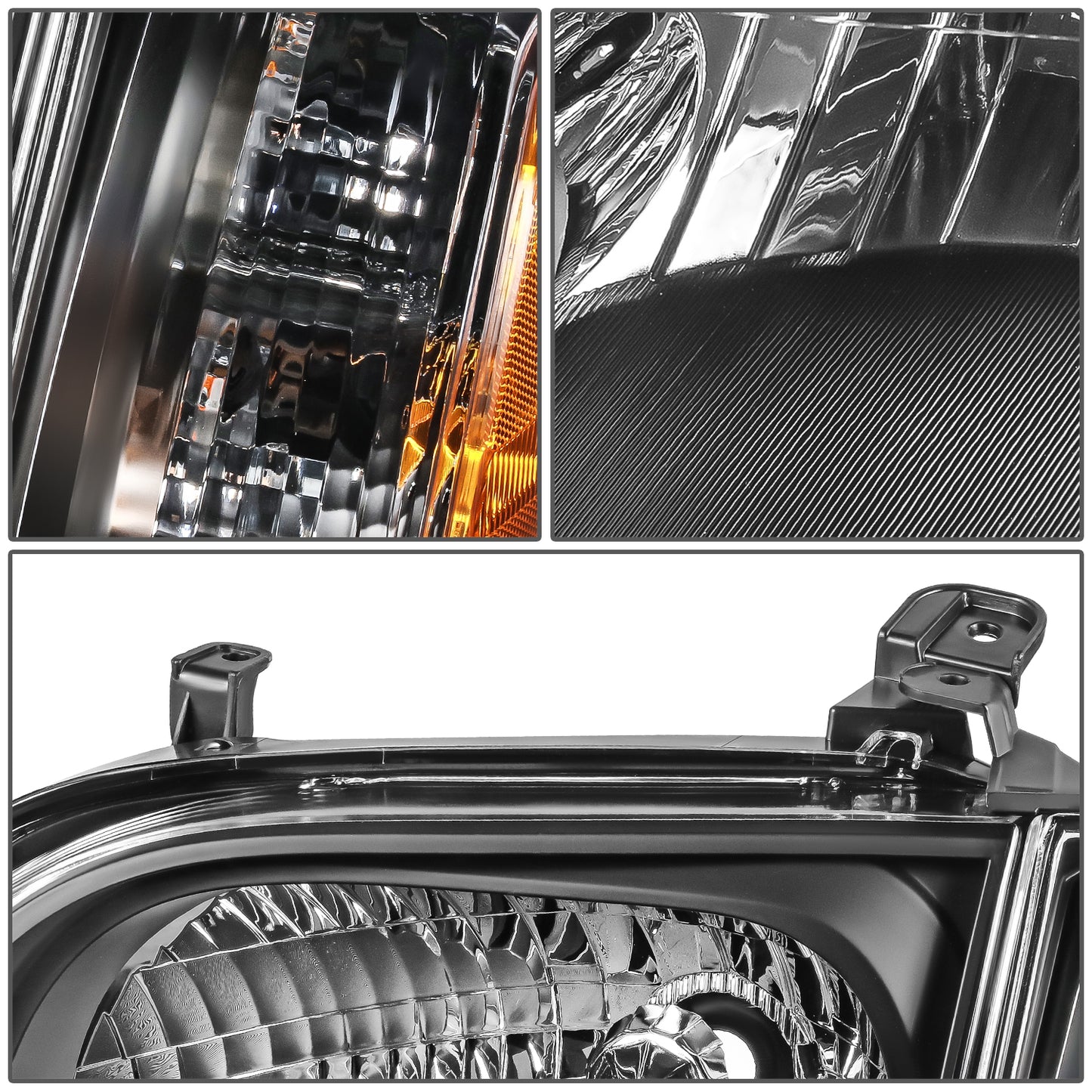 FAROS 05-07 TOYOTA SEQUOIA / 05-06 TOYOTA TUNDRA CREW CAB - BLACK HOUSING / AMBER CORNER - H4 HIGH / LOW BEAM