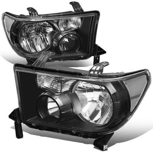 FAROS 07-13 TOYOTA TUNDRA / 08-17 TOYOTA SEQUOIA - DOES NOT FIT 09-12 TUNDRA W/ HEADLIGHT LEVEL ADJUSTER - DOES NOT FIT '12 SEQUOIA WITH HEADLIGHT WASHER - H11 LOW BEAM / 9005 HIGH BEAM / 4157NA TURN SIGNAL - BLACK HOUSING / CLEAR CORNER