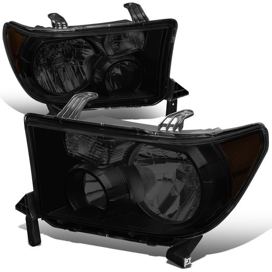 FAROS 07-13 TOYOTA TUNDRA / 08-17 TOYOTA SEQUOIA - DOES NOT FIT 09-12 TUNDRA W/ HEADLIGHT LEVEL ADJUSTER - DOES NOT FIT '12 SEQUOIA WITH HEADLIGHT WASHER - H11 LOW BEAM / 9005 HIGH BEAM / 4157NA TURN SIGNAL - BLACK HOUSING / SMOKE LENS / AMBER CORNER