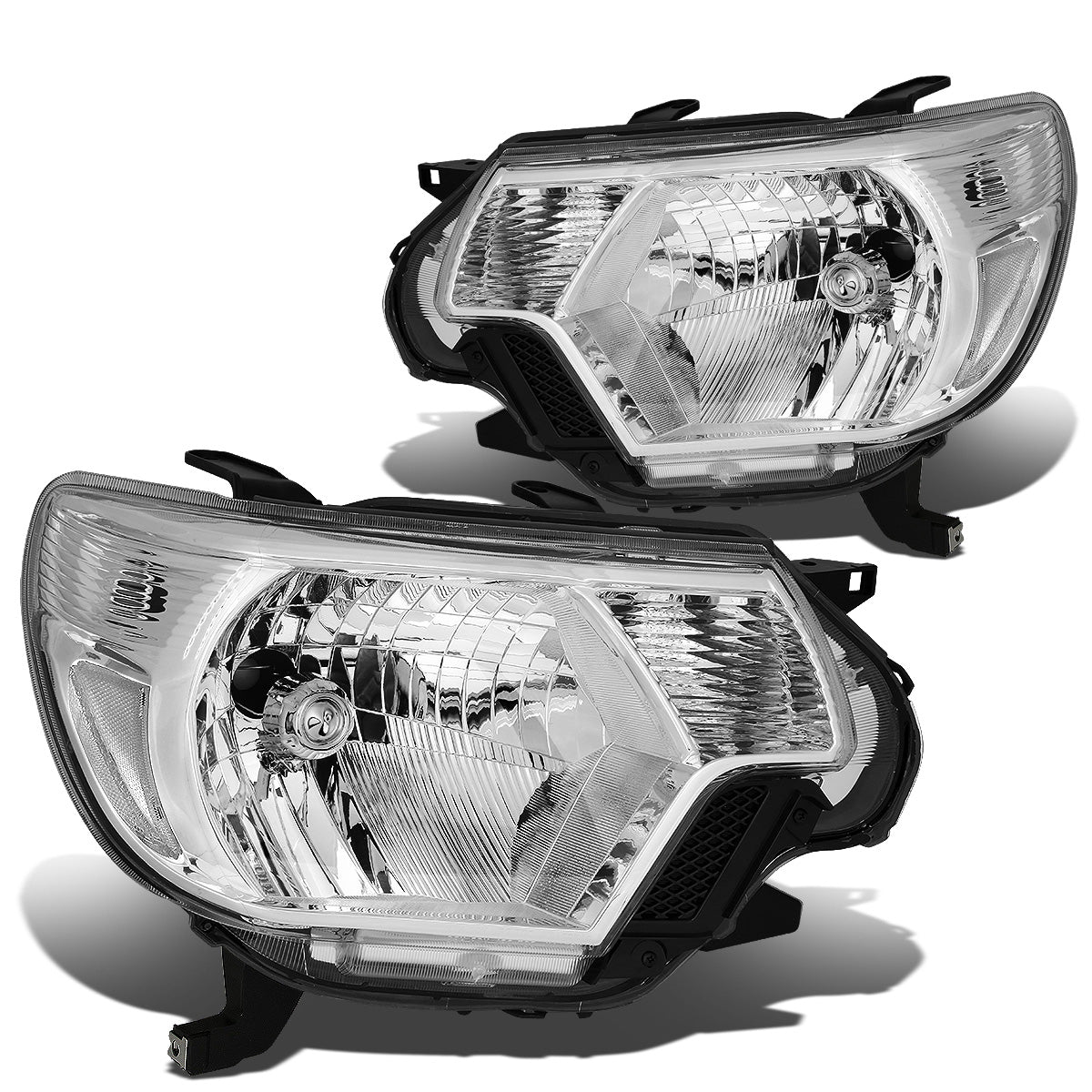 FAROS 12-15 TOYOTA TACOMA - H4 LOW BEAM / HIGH BEAM / 4157NA TURN SIGNAL - CHROME HOUSING / CLEAR CORNER